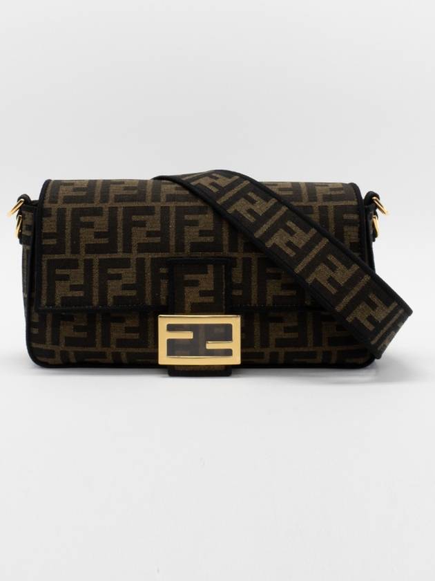 Fendi Baguette FF Jacquard Shoulder Bag Brown