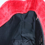 FENDI Tote Bag Corduroy Red Black Silver90542