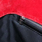 FENDI Tote Bag Corduroy Red Black Silver90542