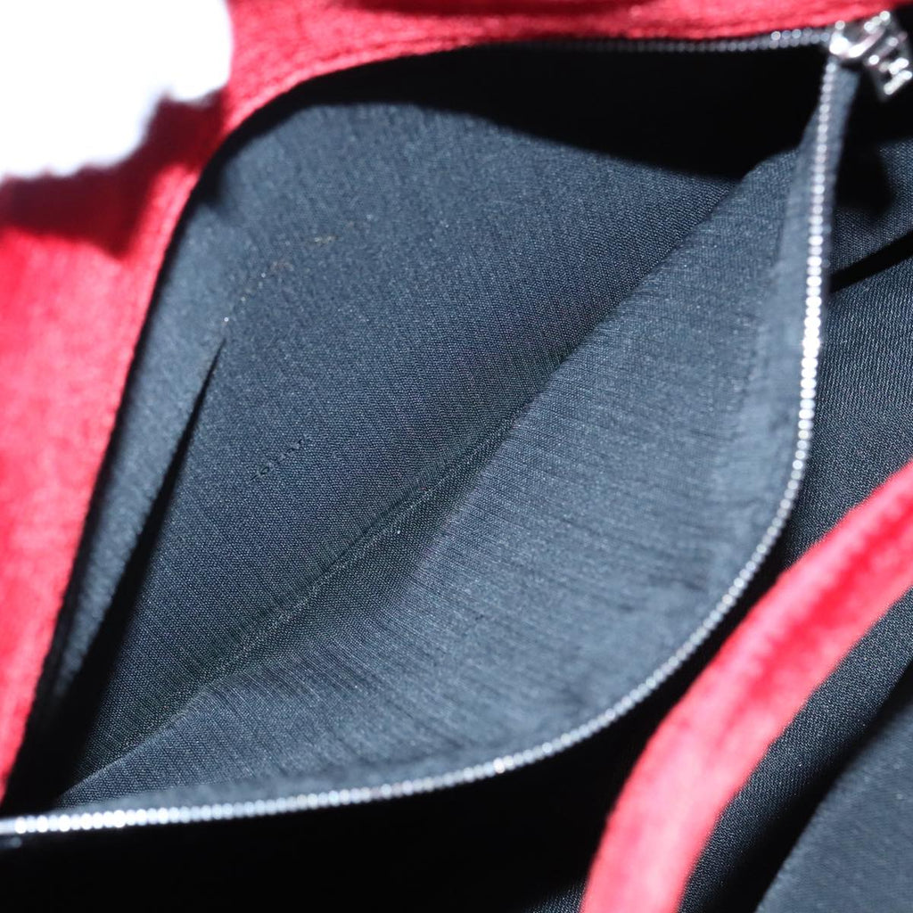 FENDI Tote Bag Corduroy Red Black Silver90542