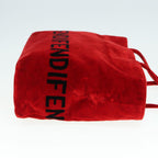 FENDI Tote Bag Corduroy Red Black Silver90542