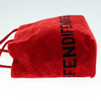 FENDI Tote Bag Corduroy Red Black Silver90542