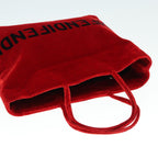 FENDI Tote Bag Corduroy Red Black Silver90542