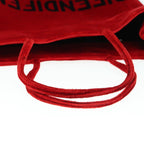 FENDI Tote Bag Corduroy Red Black Silver90542