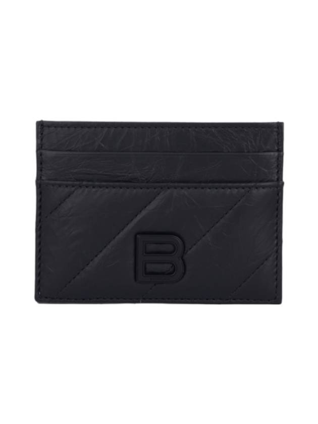 Balenciaga Crush Leather Card Wallet Black