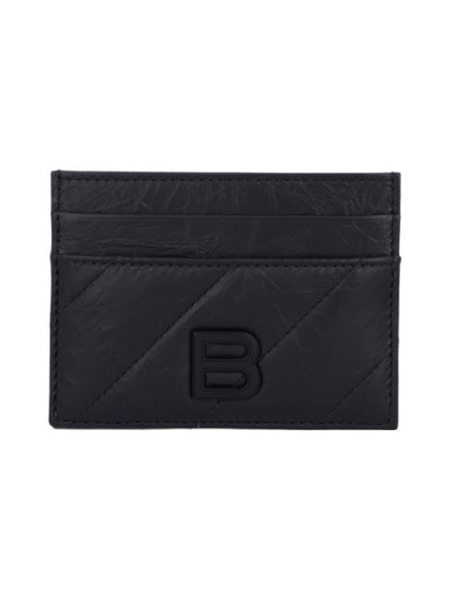 Balenciaga Crush Leather Card Wallet Black
