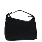 FENDI Zucchino Canvas Hand Bag Black Silver90550