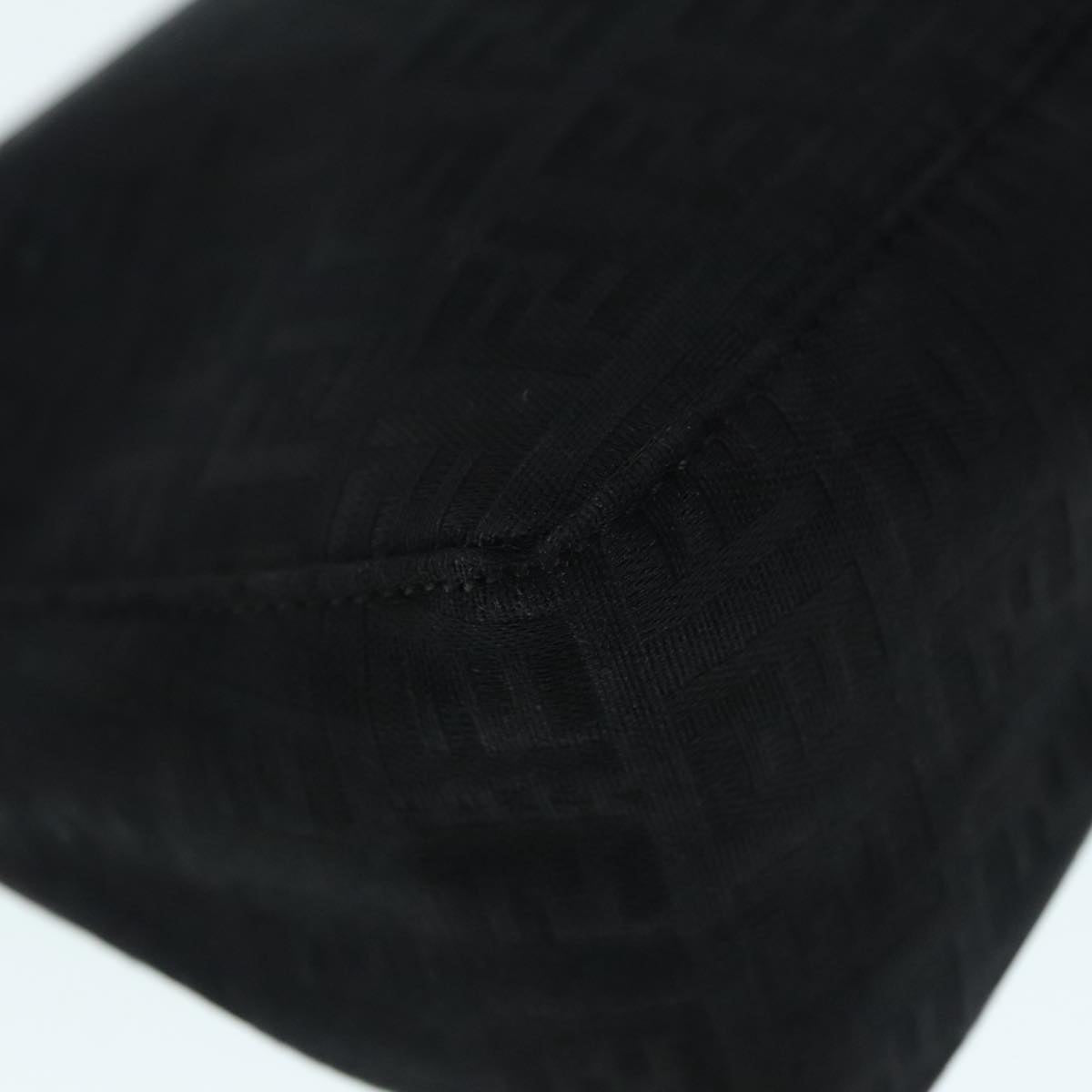 FENDI Zucchino Canvas Hand Bag Black Silver90550