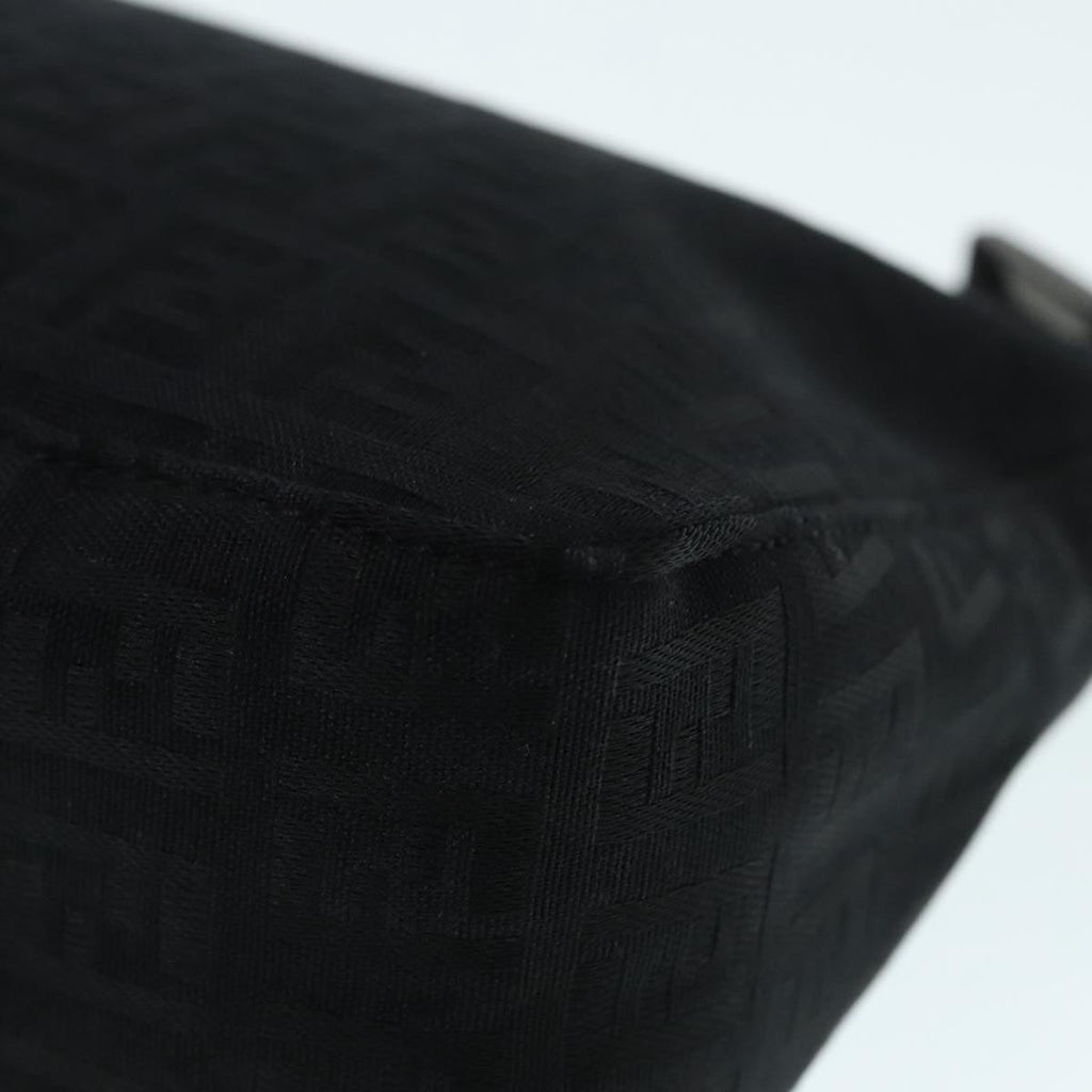 FENDI Zucchino Canvas Hand Bag Black Silver90550