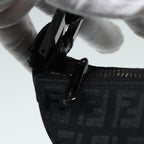 FENDI Zucchino Canvas Hand Bag Black Silver90550