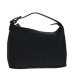FENDI Zucchino Canvas Hand Bag Black Silver90550