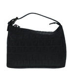 FENDI Zucchino Canvas Hand Bag Black Silver90550