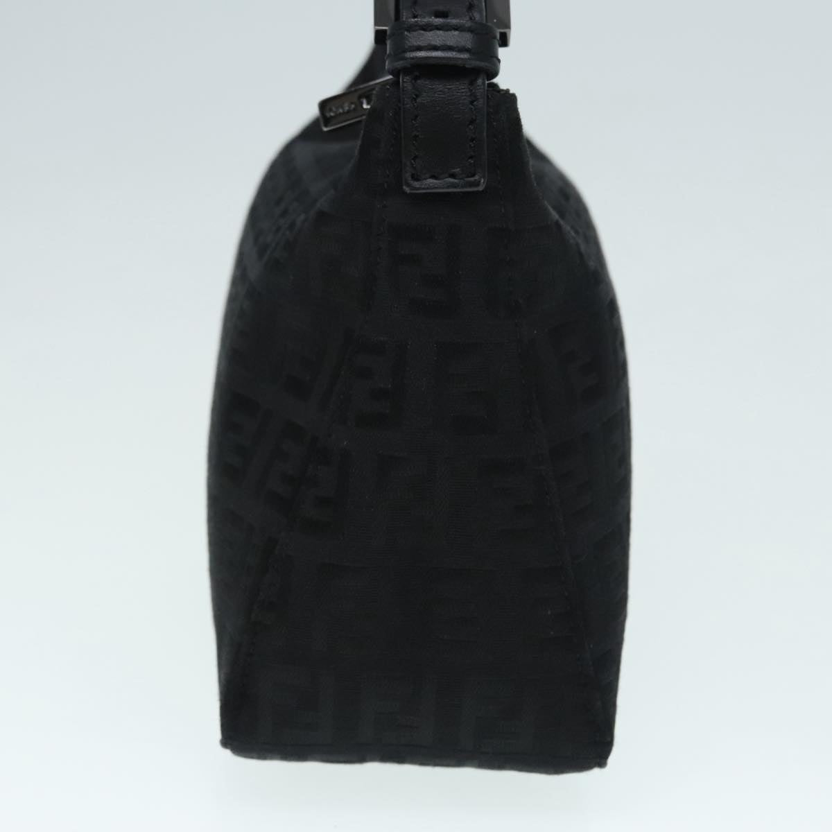 FENDI Zucchino Canvas Hand Bag Black Silver90550