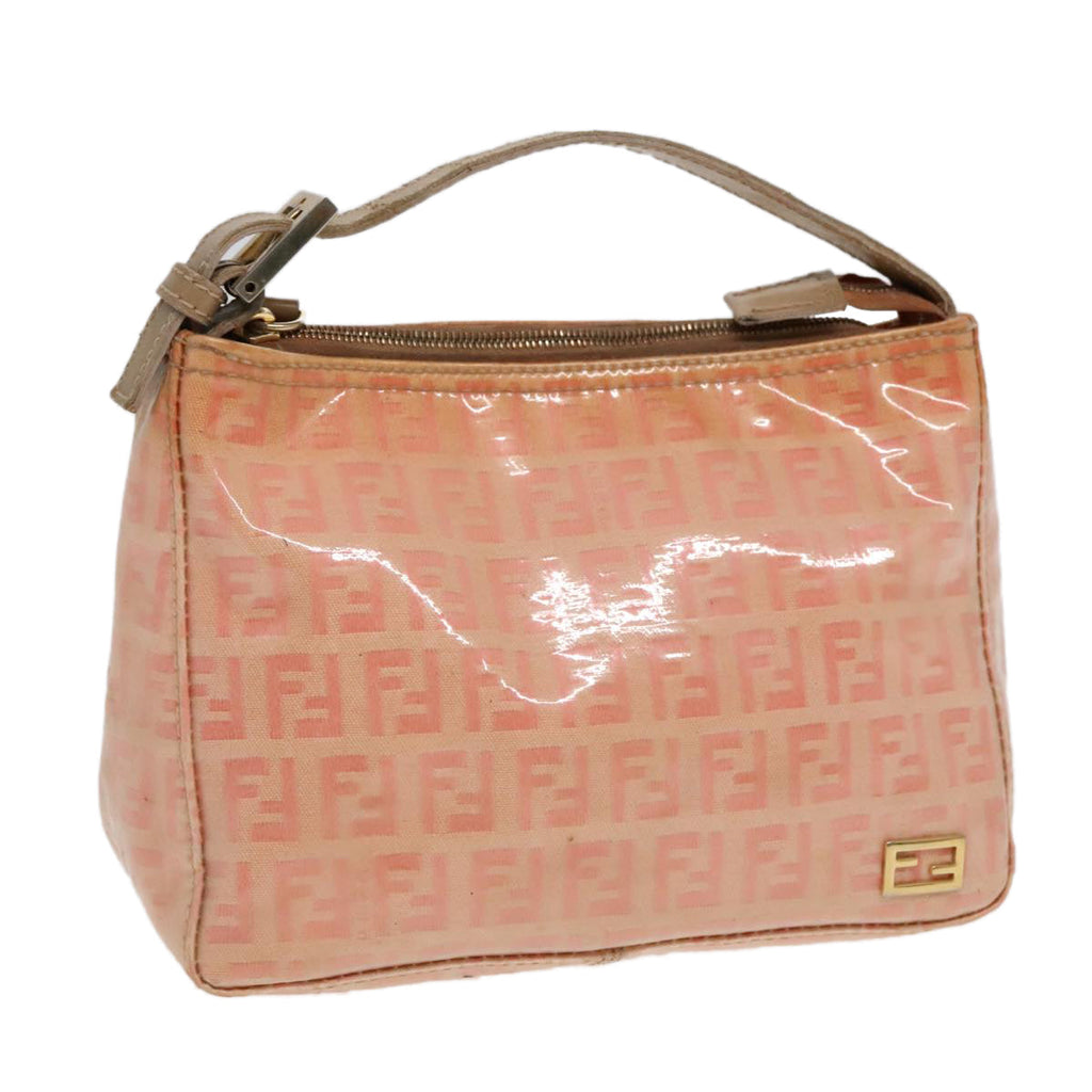 FENDI Zucchino Canvas Hand Bag Enamel Orange Gold90583