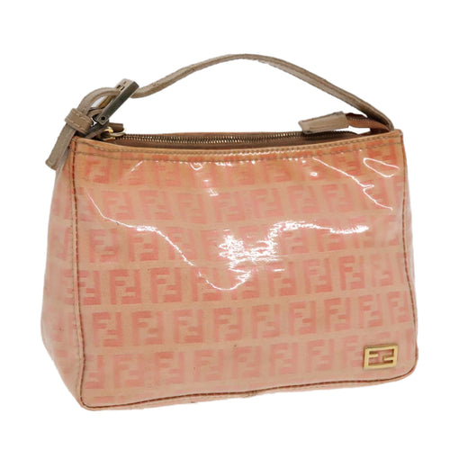 FENDI Zucchino Canvas Hand Bag Enamel Orange Gold90583