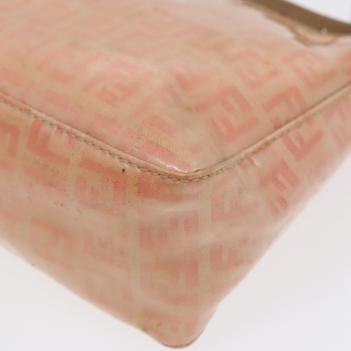 FENDI Zucchino Canvas Hand Bag Enamel Orange Gold90583