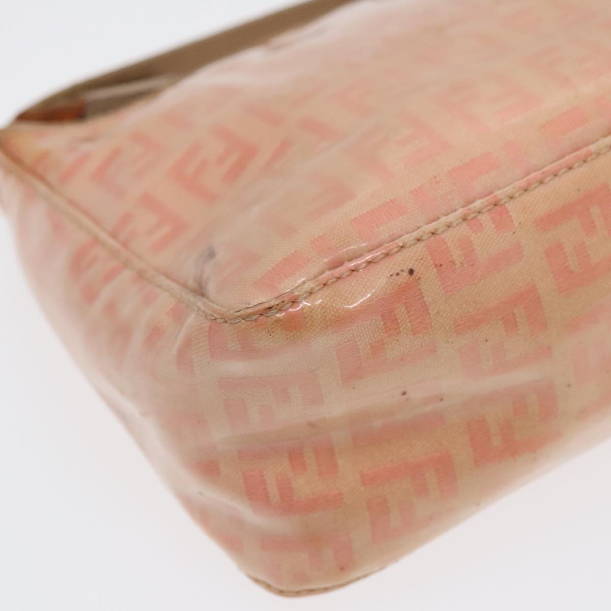 FENDI Zucchino Canvas Hand Bag Enamel Orange Gold90583