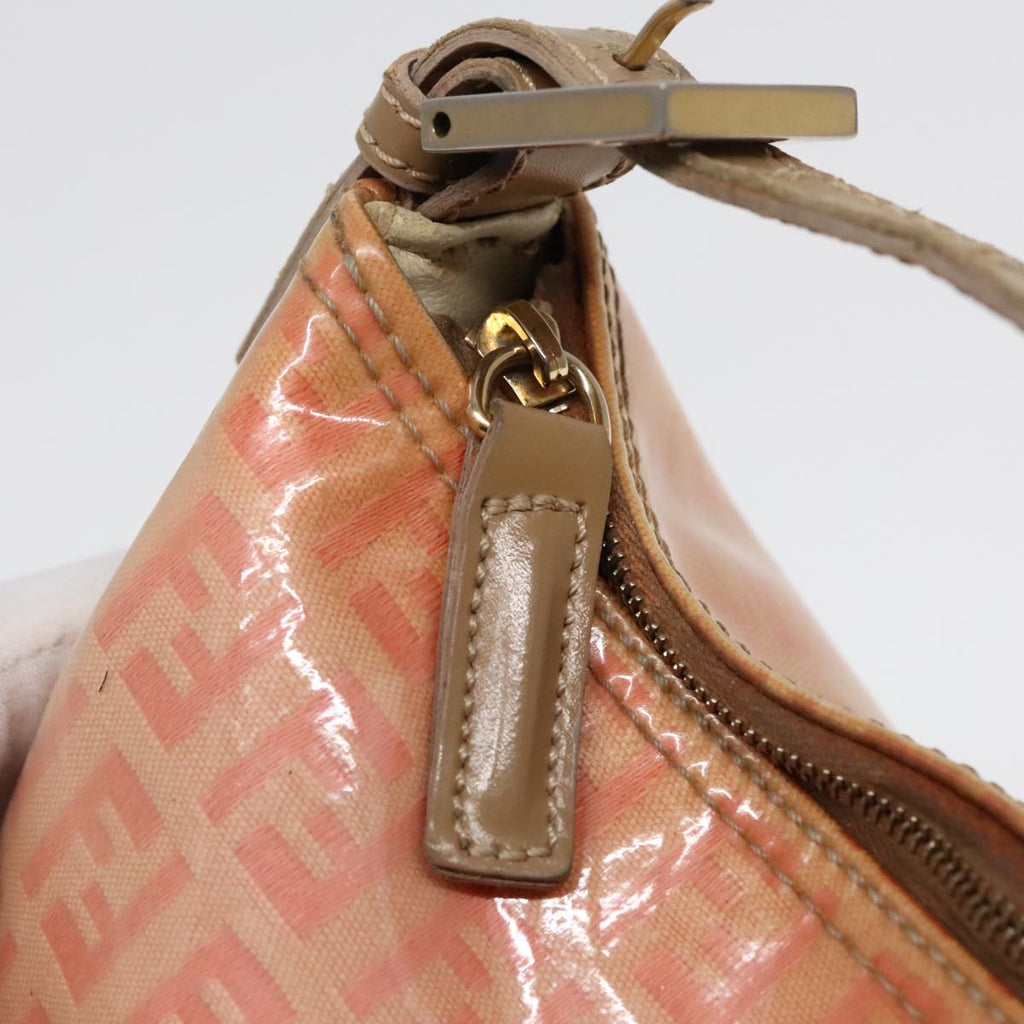 FENDI Zucchino Canvas Hand Bag Enamel Orange Gold90583