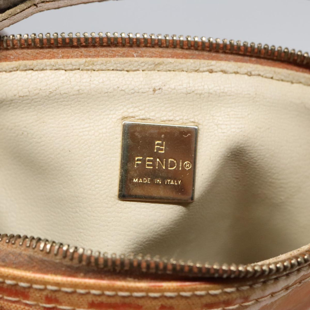 FENDI Zucchino Canvas Hand Bag Enamel Orange Gold90583