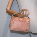 FENDI Zucchino Canvas Hand Bag Enamel Orange Gold90583