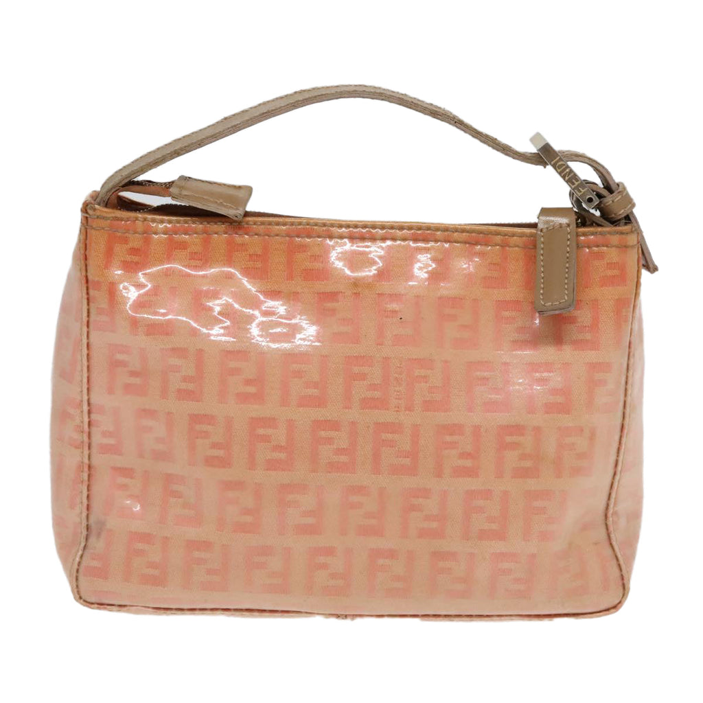 FENDI Zucchino Canvas Hand Bag Enamel Orange Gold90583