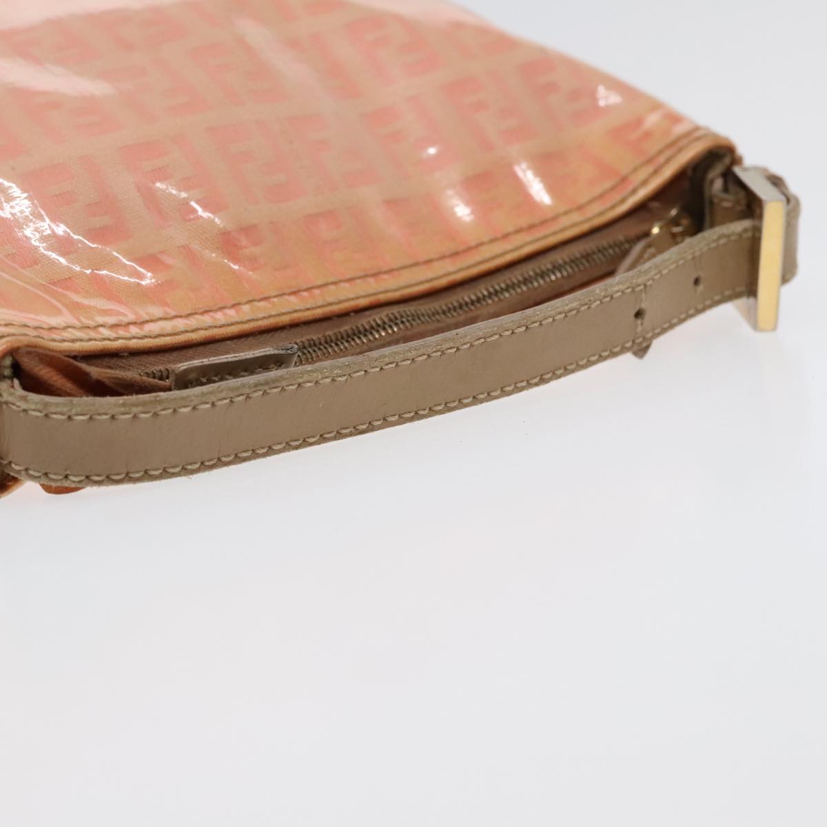 FENDI Zucchino Canvas Hand Bag Enamel Orange Gold90583