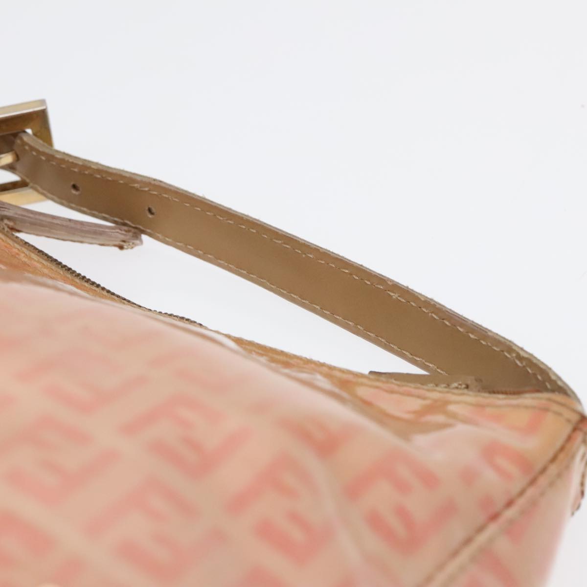 FENDI Zucchino Canvas Hand Bag Enamel Orange Gold90583