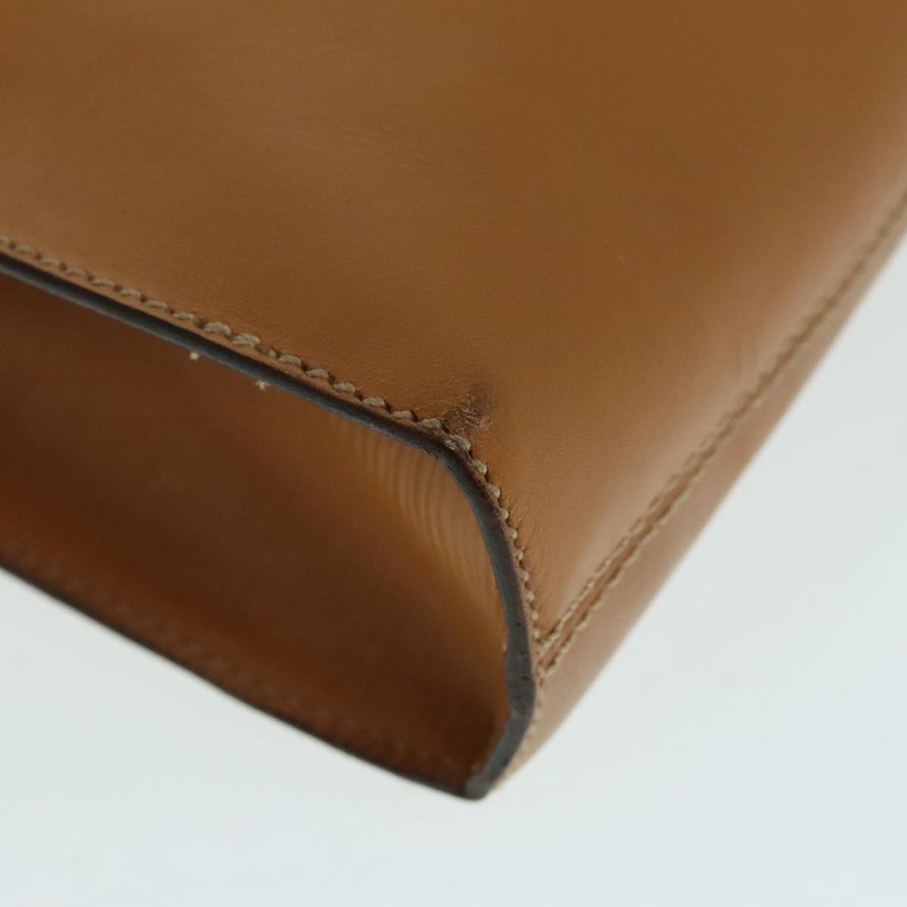 FENDI Document Case Clutch Bag Leather Brown Gold90585