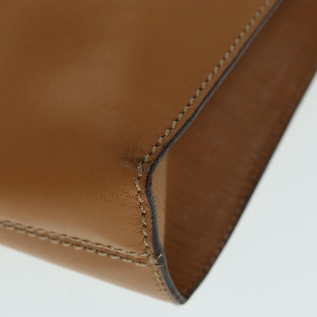 FENDI Document Case Clutch Bag Leather Brown Gold90585