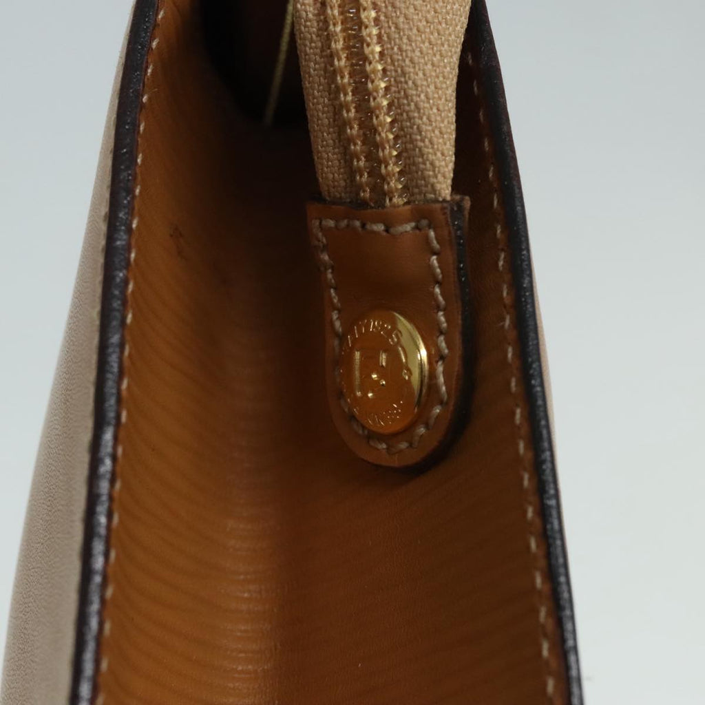 FENDI Document Case Clutch Bag Leather Brown Gold90585
