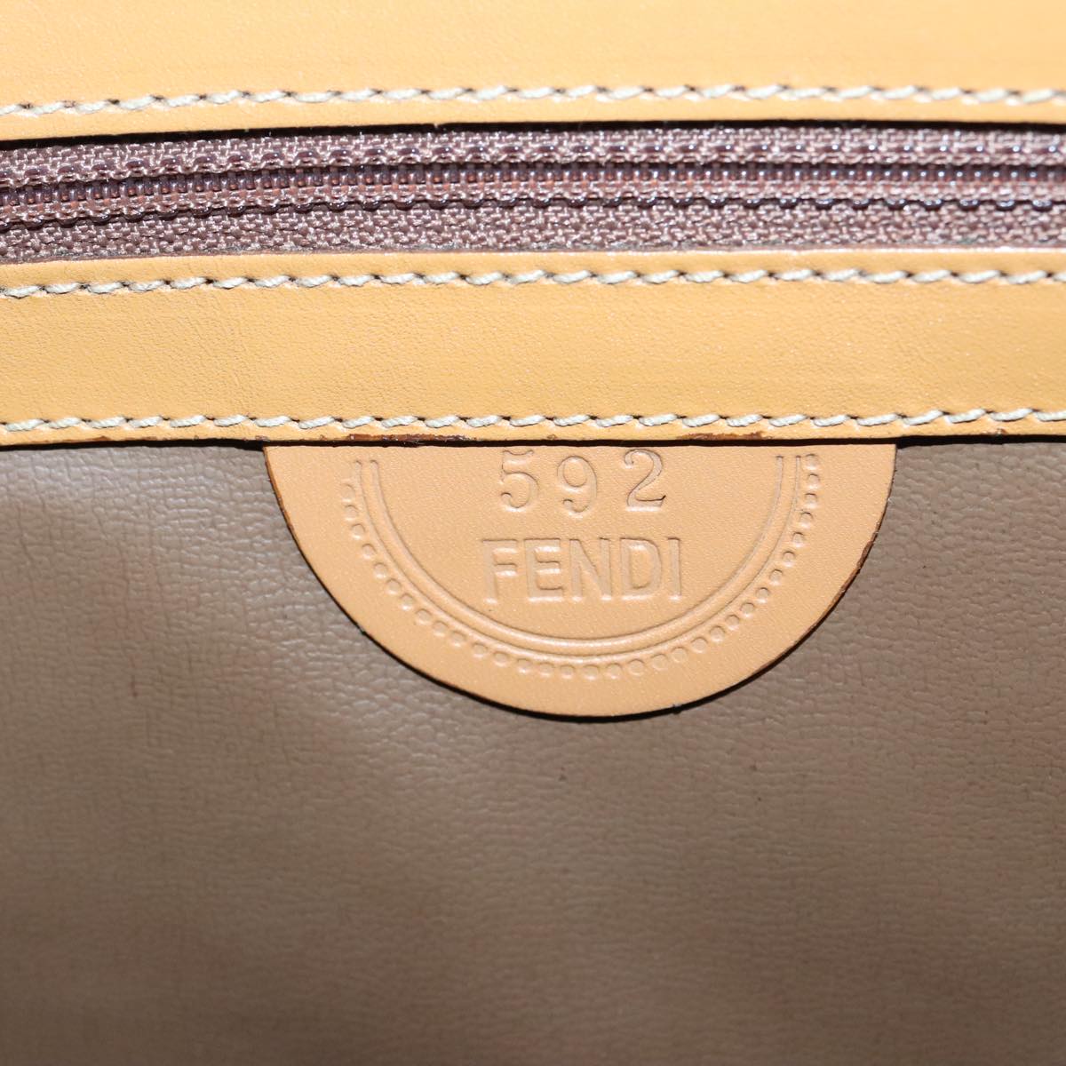 FENDI Document Case Clutch Bag Leather Brown Gold90585