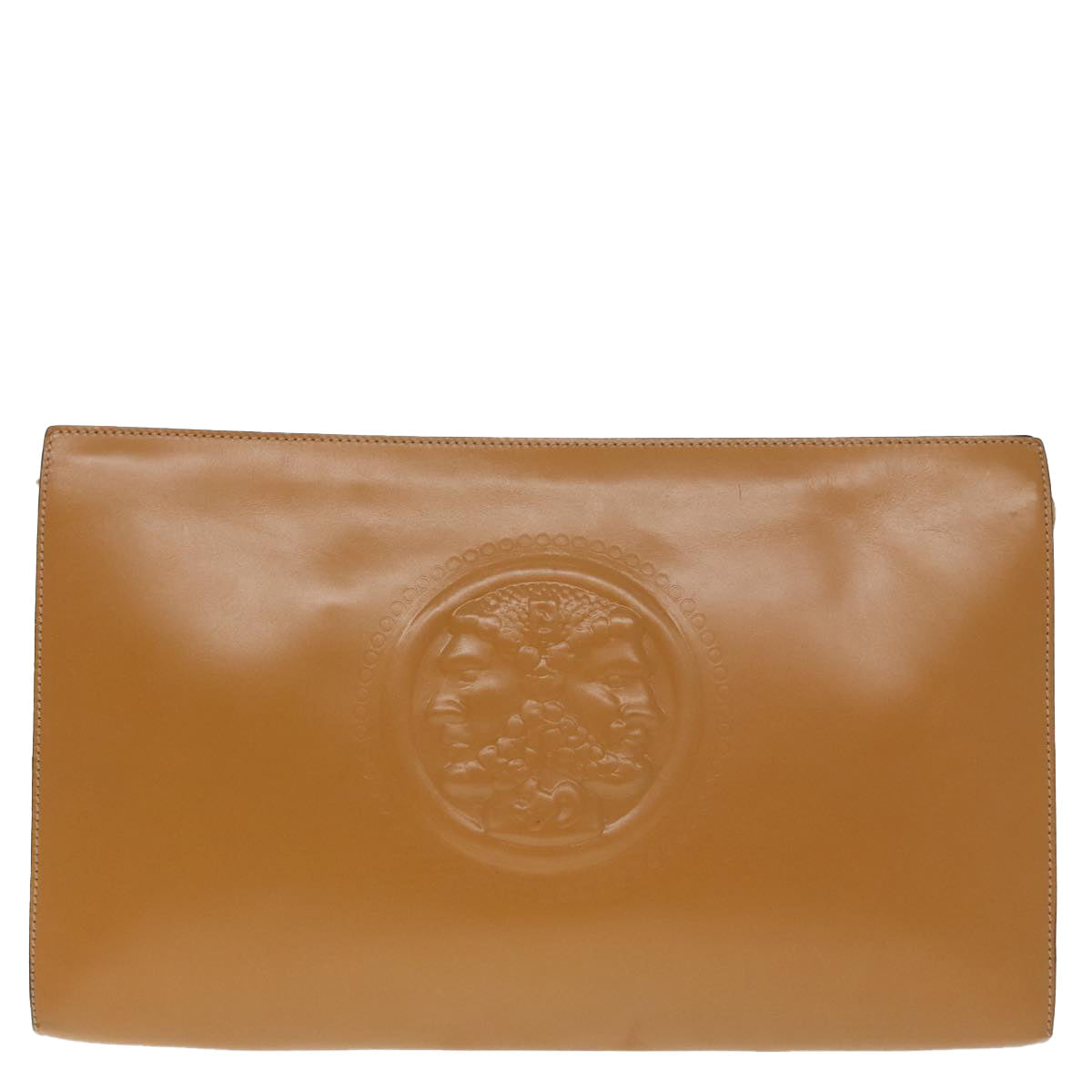 FENDI Document Case Clutch Bag Leather Brown Gold90585