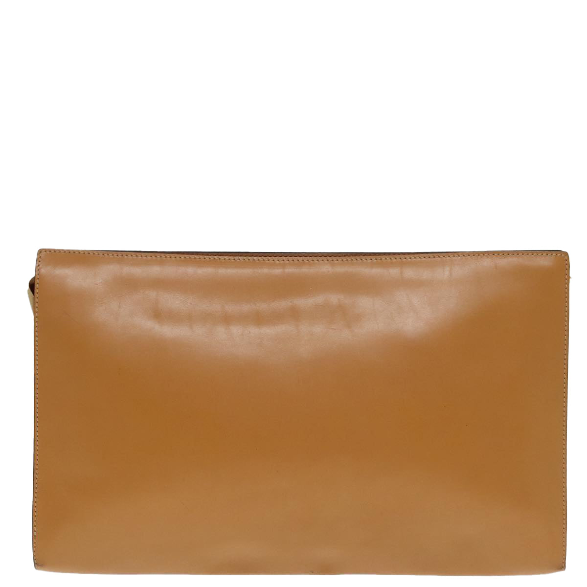 FENDI Document Case Clutch Bag Leather Brown Gold90585