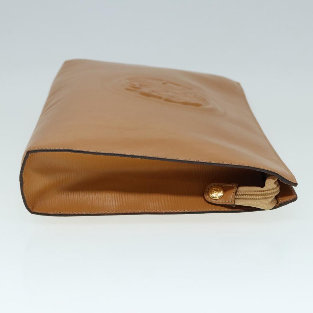 FENDI Document Case Clutch Bag Leather Brown Gold90585