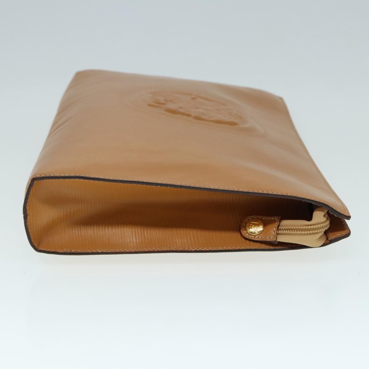 FENDI Document Case Clutch Bag Leather Brown Gold90585