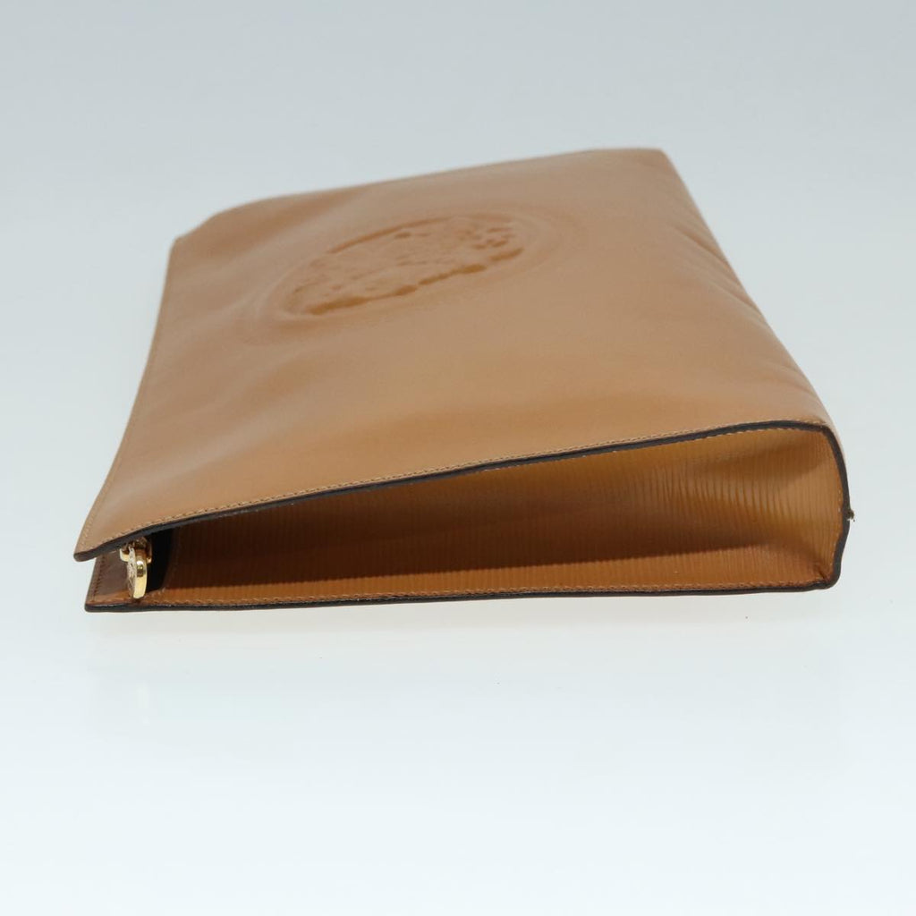 FENDI Document Case Clutch Bag Leather Brown Gold90585