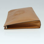 FENDI Document Case Clutch Bag Leather Brown Gold90585