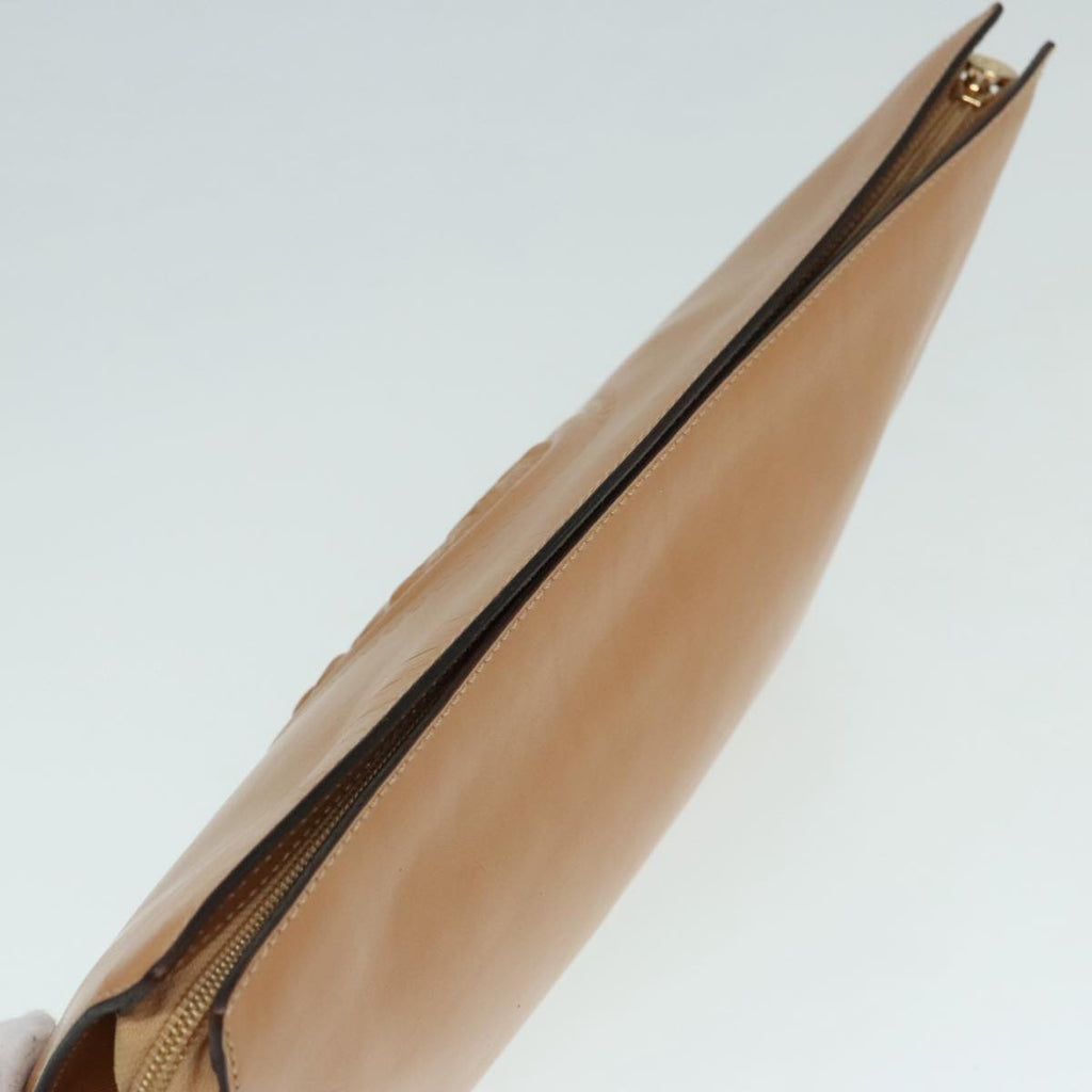 FENDI Document Case Clutch Bag Leather Brown Gold90585