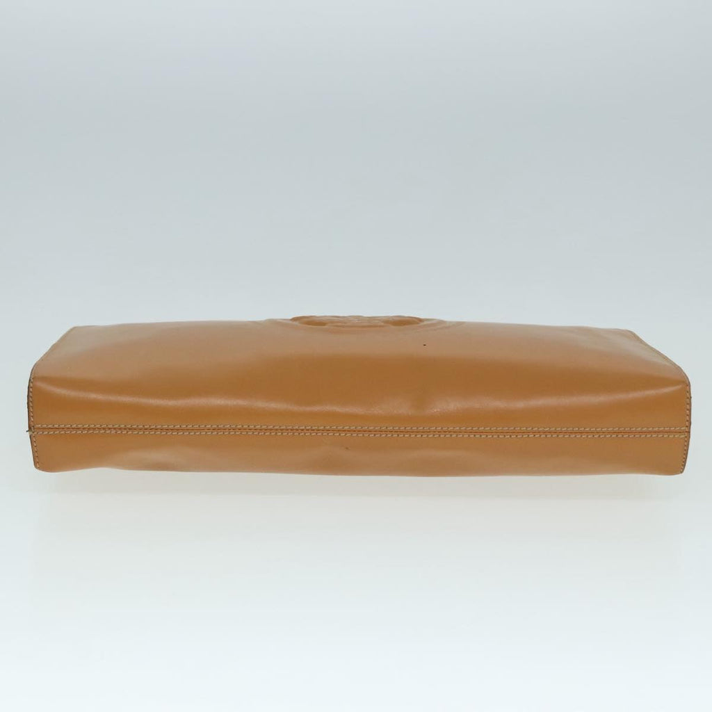 FENDI Document Case Clutch Bag Leather Brown Gold90585