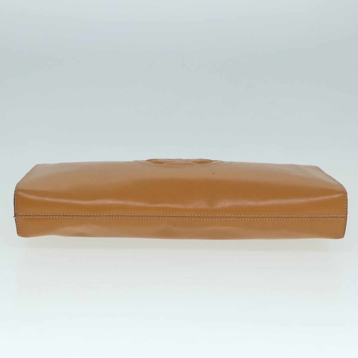 FENDI Document Case Clutch Bag Leather Brown Gold90585