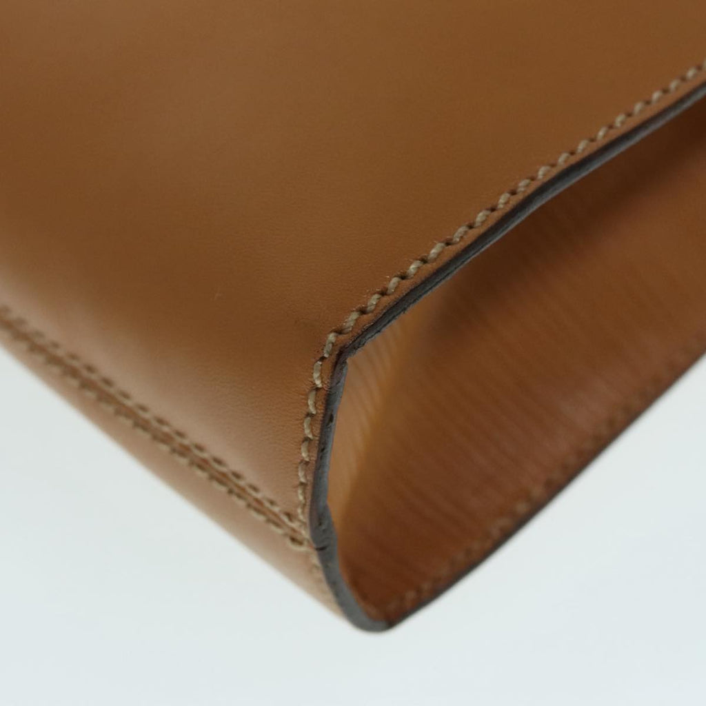 FENDI Document Case Clutch Bag Leather Brown Gold90585