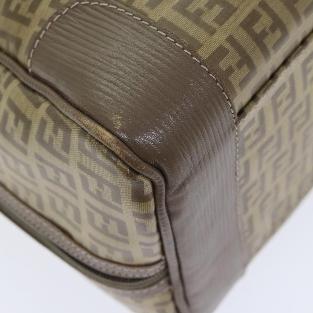 FENDI Zucchino Canvas Hand Bag Vintage Brown Gold90592