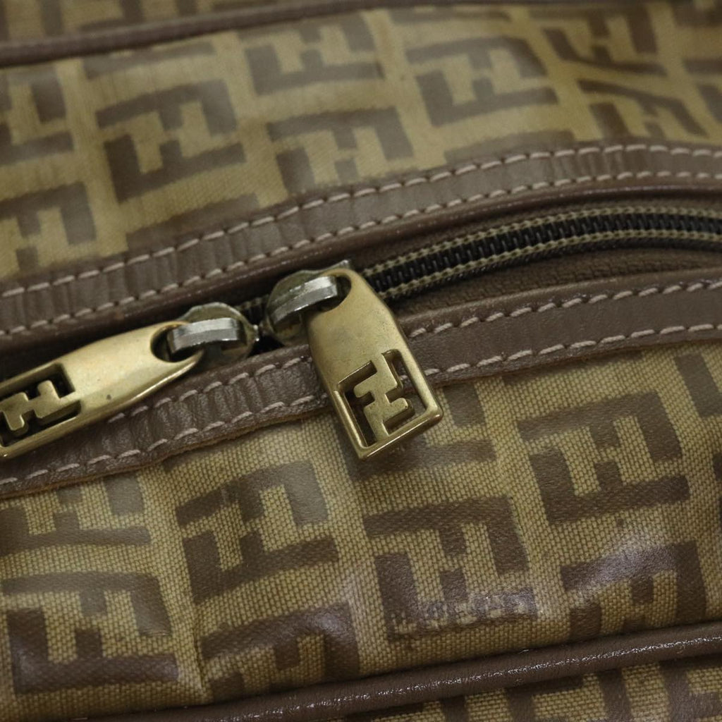 FENDI Zucchino Canvas Hand Bag Vintage Brown Gold90592