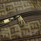 FENDI Zucchino Canvas Hand Bag Vintage Brown Gold90592