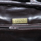 FENDI Zucchino Canvas Hand Bag Vintage Brown Gold90592