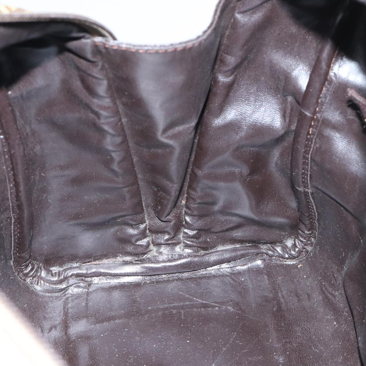 FENDI Zucchino Canvas Hand Bag Vintage Brown Gold90592