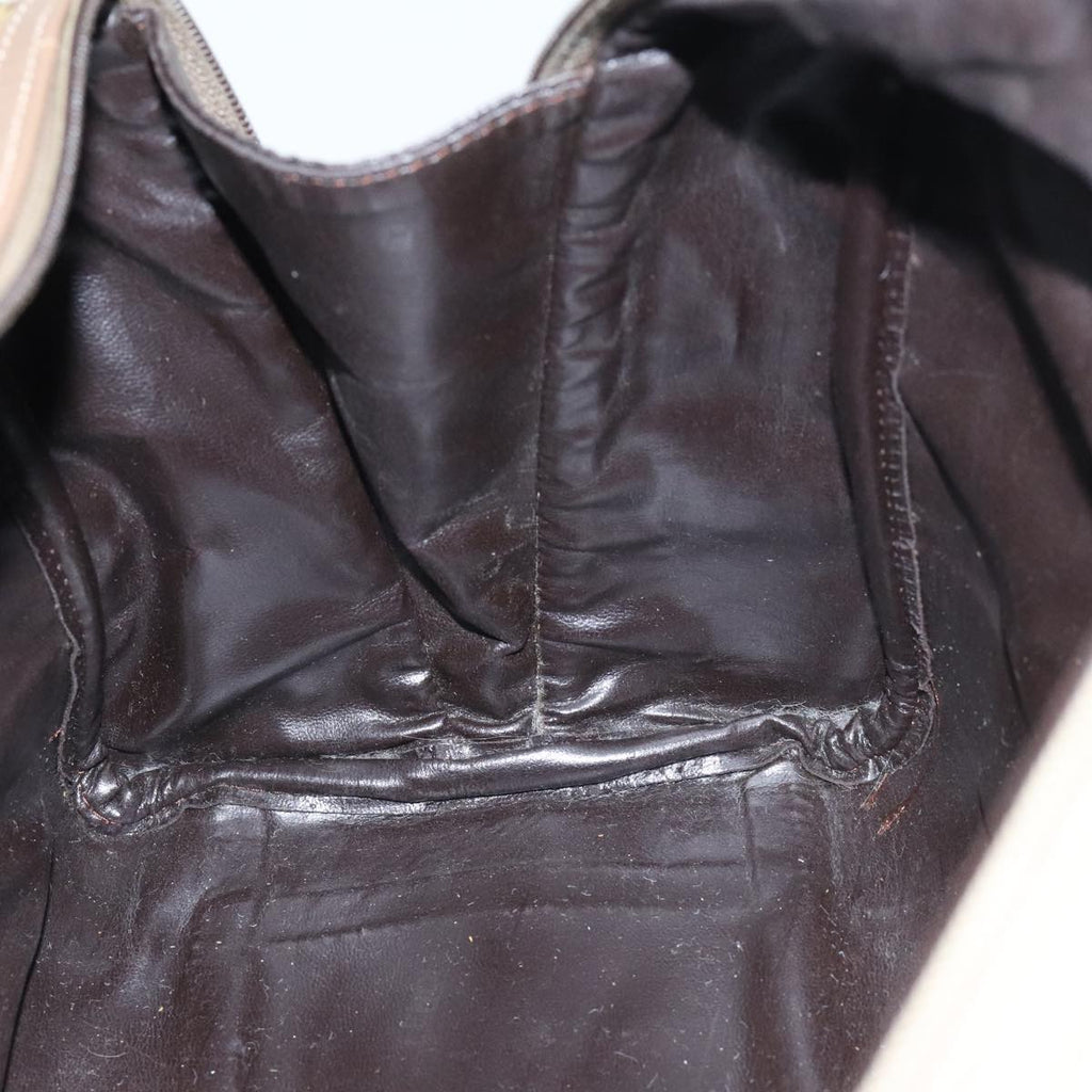 FENDI Zucchino Canvas Hand Bag Vintage Brown Gold90592