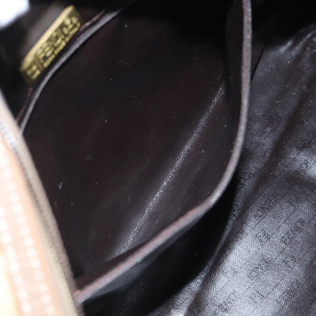 FENDI Zucchino Canvas Hand Bag Vintage Brown Gold90592