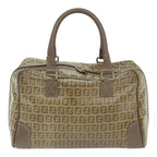 FENDI Zucchino Canvas Hand Bag Vintage Brown Gold90592