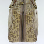 FENDI Zucchino Canvas Hand Bag Vintage Brown Gold90592